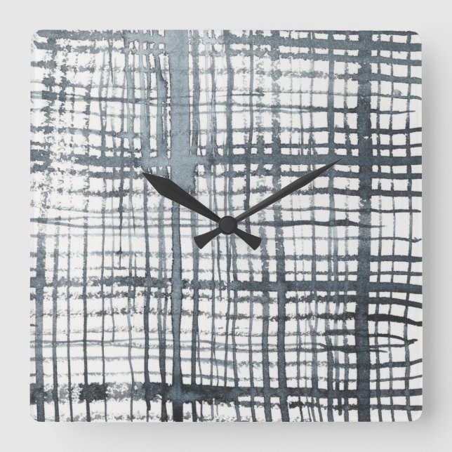 Stylus - Karo-Muster Quadratische Wanduhr (Vorderseite)