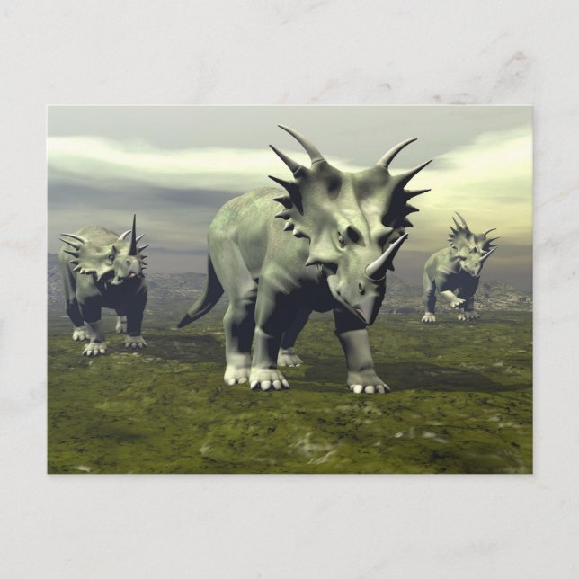 Styracosaurus dinosaurier - 3D-Darstellung Postkarte (Vorderseite)