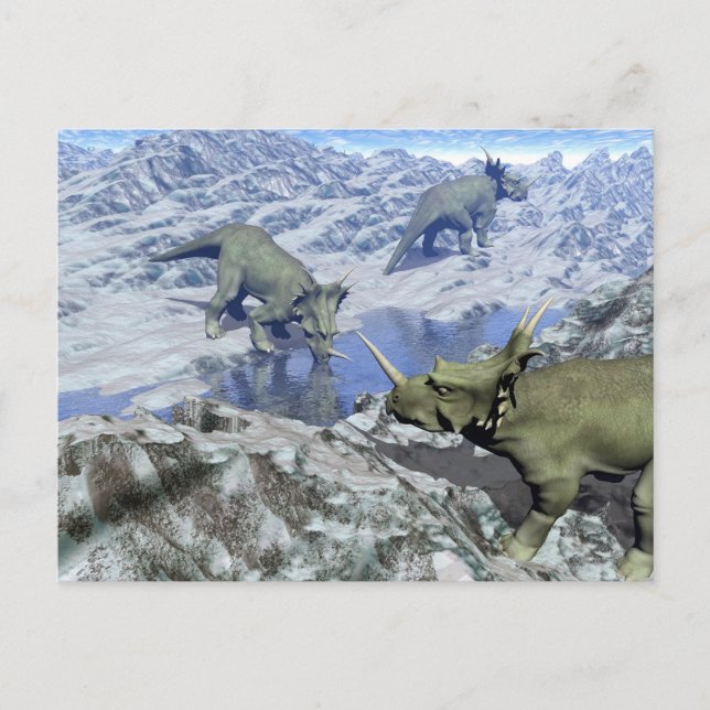 Styracosaurus in der Nähe von Wasser- 3D-Darstellu Postkarte (Vorderseite)