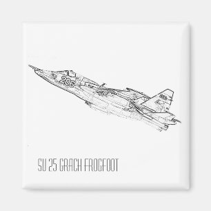 SU 25 Grach sowjetische Frogfoot Flugzeug Sketch Magnet