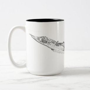 SU 25 Grach sowjetische Frogfoot Flugzeug Sketch Zweifarbige Tasse