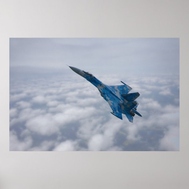 SU-27 Flanker über den Wolken Poster (Vorne)