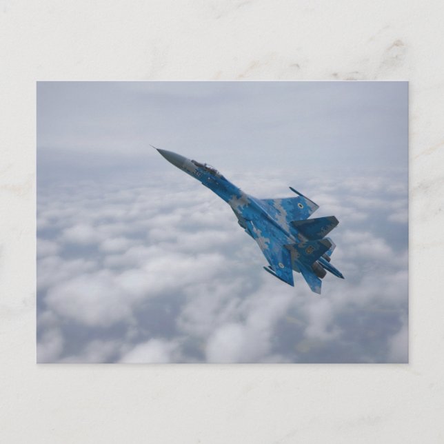 SU-27 Flanker über den Wolken Postkarte (Vorderseite)