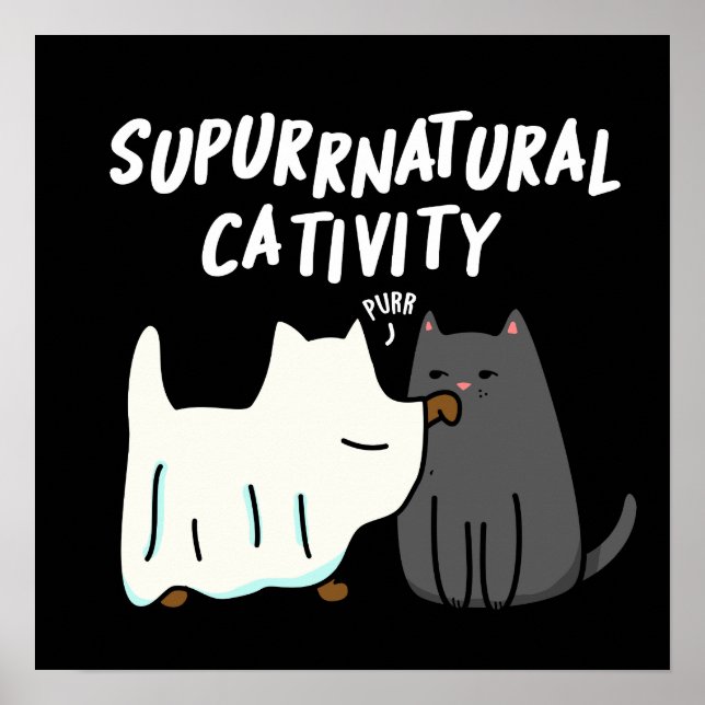 Su-purr-natürliche Kreativität Funny Cat Pun Dark  Poster (Vorne)