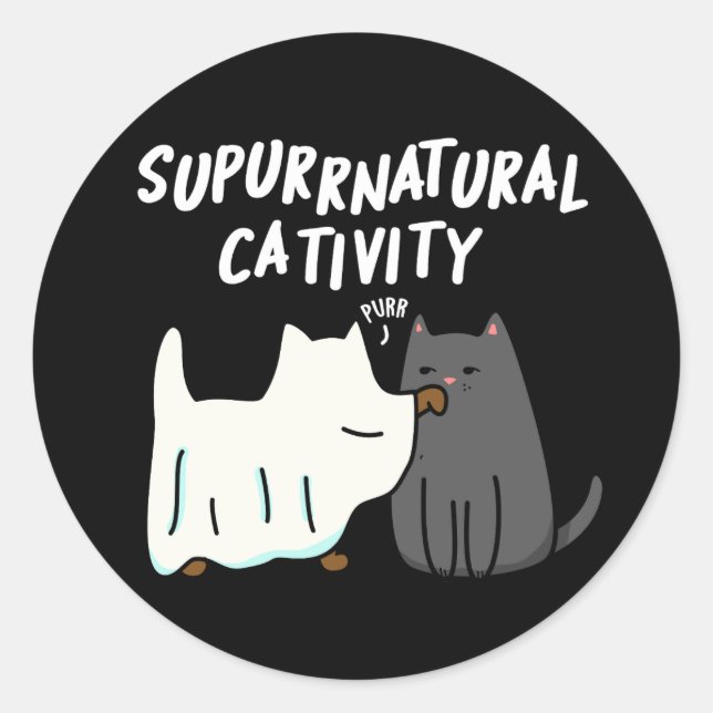 Su-purr-natürliche Kreativität Funny Cat Pun Dark  Runder Aufkleber (Vorderseite)