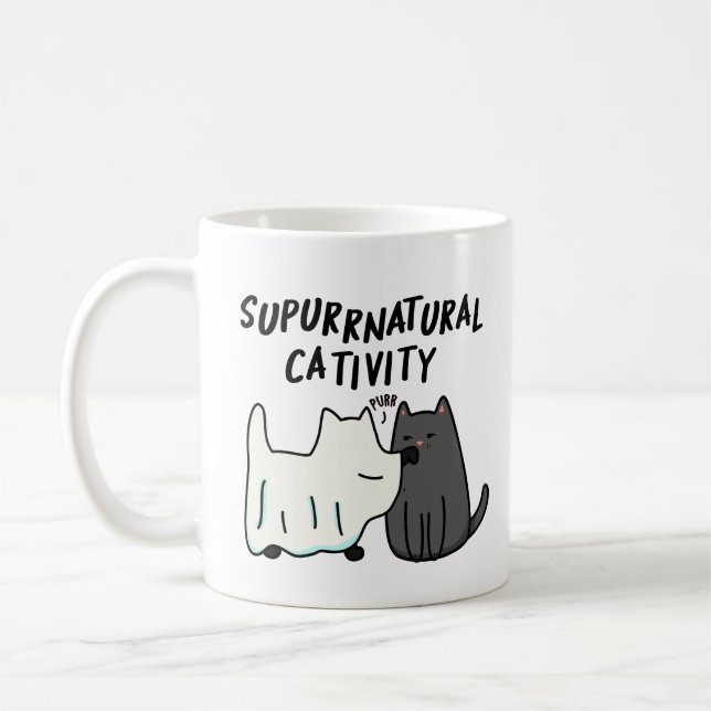 Su-purr-natürliche Kreativität Funny Cat Pun Kaffeetasse (Links)
