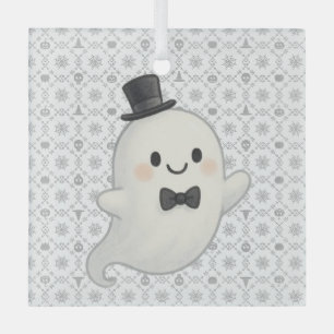 Suave Cartoon Ghost Halloween Ornament Aus Glas