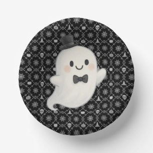Suave Cartoon Ghost Halloween Pappteller