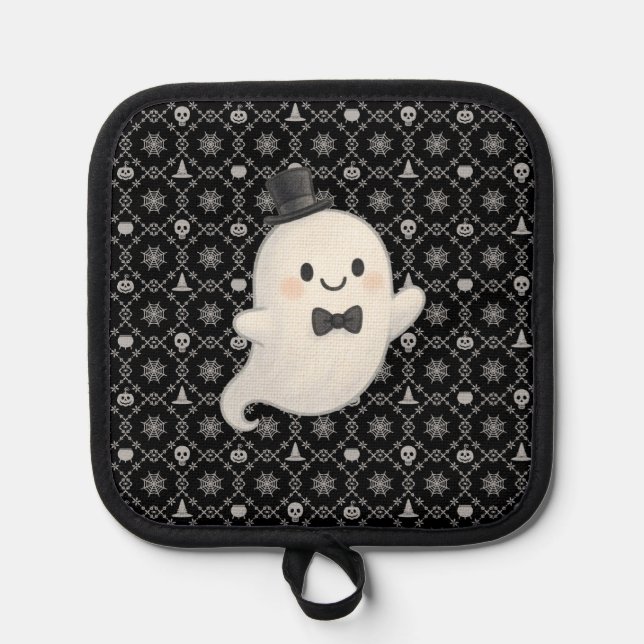 Suave Cartoon Ghost Halloween Topflappen (Vorderseite)