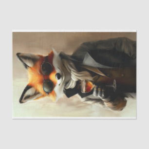 Suave Gentleman Fox, Glasses & Wine DC6L Decoupage Seidenpapier