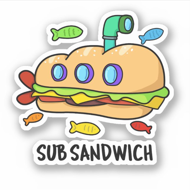 Sub Sandwich Funny Food Pub Aufkleber (Vorderseite)