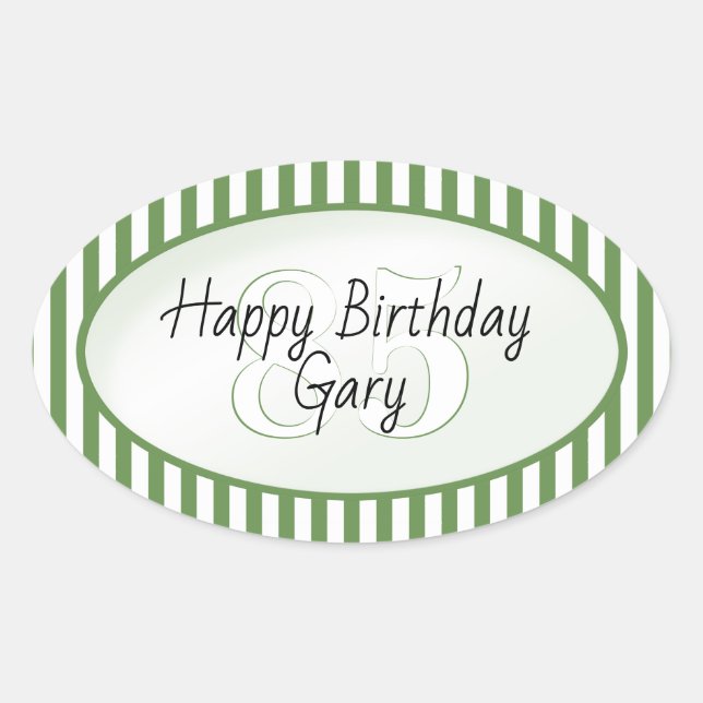 Subalternes Green/White Simple Stripes-Muster Ovaler Aufkleber (Vorderseite)