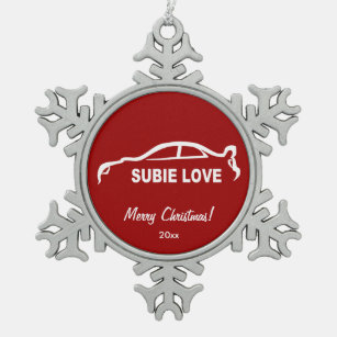 Subaru Impreza WRX Liebe-Silhouette WTI Subbie Schneeflocken Zinn-Ornament