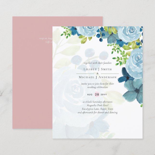 Sublime Dusty Blue Flowers Sage Green Wedding (Vorne/Hinten)
