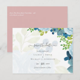 Sublime Dusty Blue Flowers Sage Green Wedding Postkarte