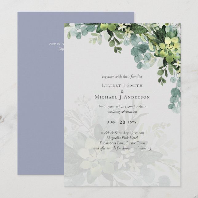 Sublime Dusty Blue GREENERY Eucalyptus WEDDING (Vorne/Hinten)
