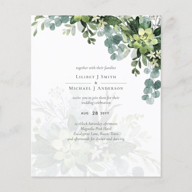 Sublime Dusty Blue GREENERY Eucalyptus WEDDING Flyer (Vorne)