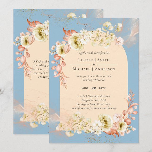 Sublime Dusty Blue Peach Wedding (Vorne/Hinten)