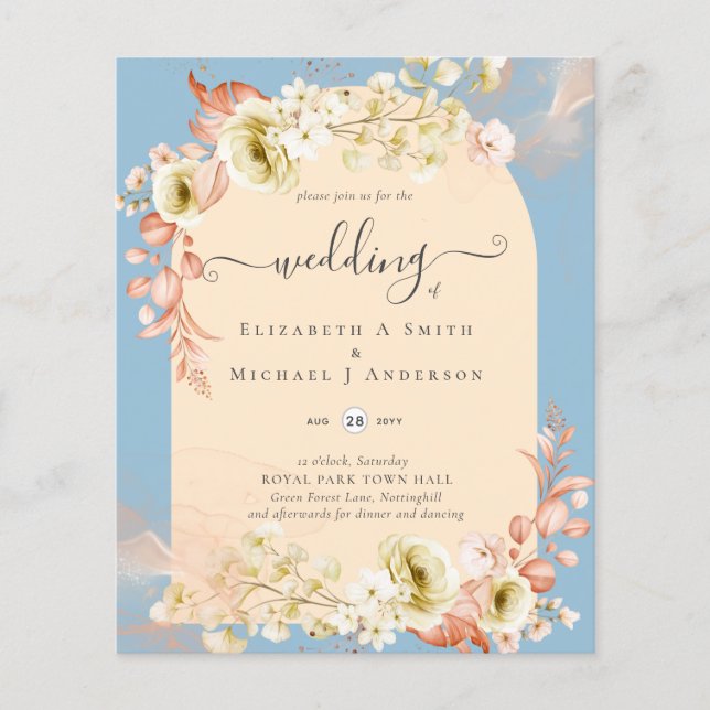 Sublime Dusty Blue Peach Wedding Flyer (Vorne)