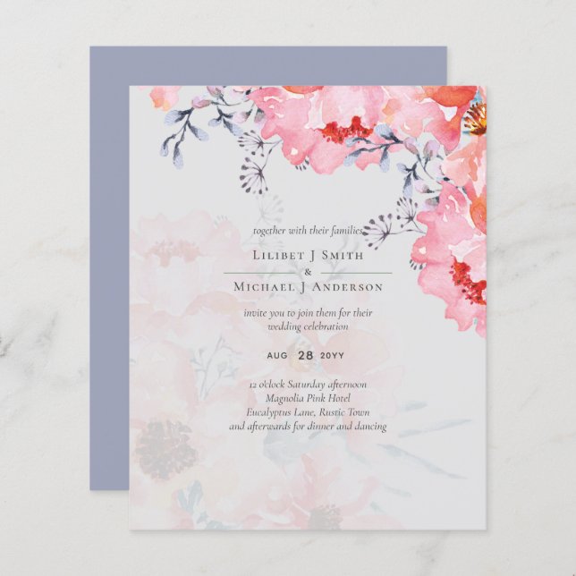 Sublime Dusty Blue Pink Blossom Wedding Suite (Vorne/Hinten)