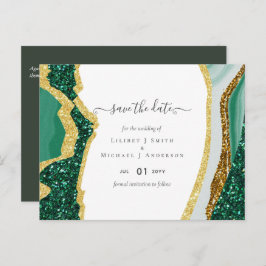 Sublime Emerald Green Gold Agate Wedding Postkarte