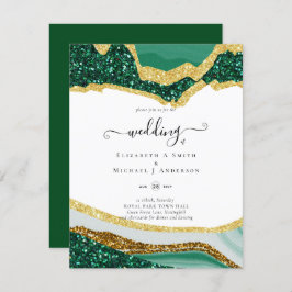 Sublime Green Gold Agate Glitzer Wedding