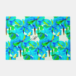Sublime Himalayan Poppy Aqua Green Floral Muster Fußmatte