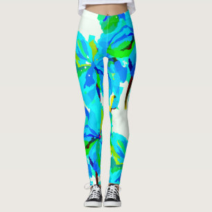 Sublime Himalayan Poppy Aqua Green Floral Muster Leggings