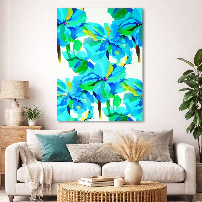 Sublime Himalayan Poppy Aqua Green Floral Muster Poster (Von Creator hochgeladen)