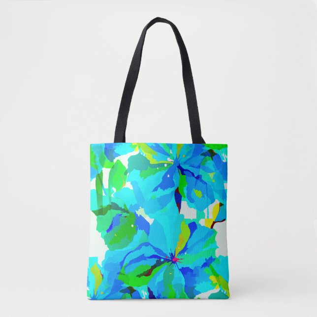 Sublime Himalayan Poppy Aqua Green Floral Muster Tasche (Vorderseite)