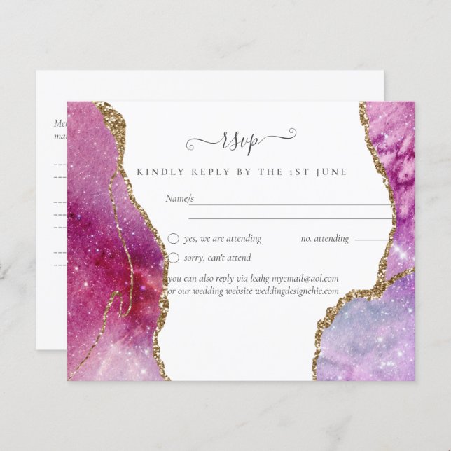 Sublime Pink AGATE Gold Glitzer Wedding Chic (Vorne/Hinten)