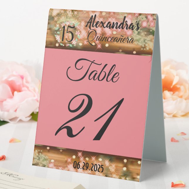 Sublime Rose Gold Quinceanera Princess Tischaufsteller (In Situ (Hochzeit))