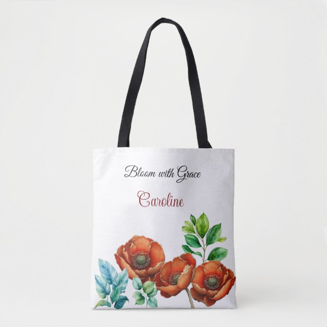 Sublime Watercolor Red Poppies Happy Retirement Tasche (Vorderseite)