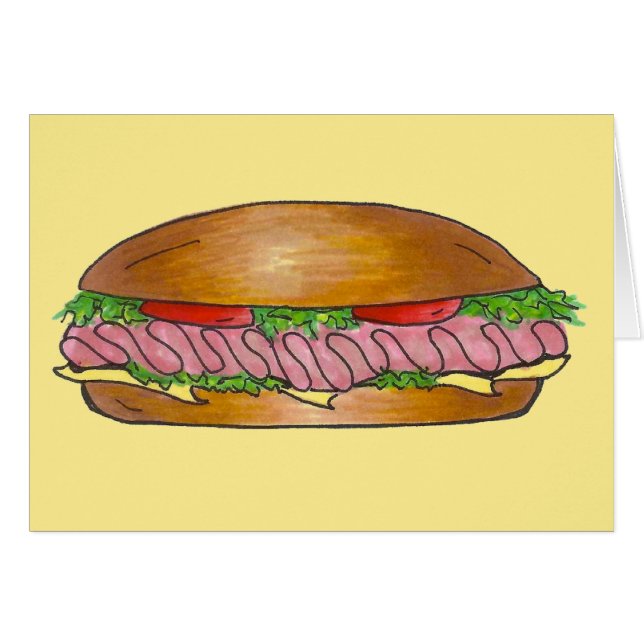 Submarine Sandwich Ham Cheese Hoagie Sub Grinder (Vorderseite (Horizontal))