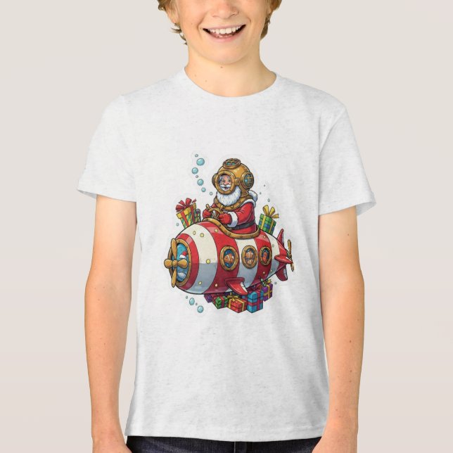 Submarine Santa Tri-Blend Shirt (Vorderseite)