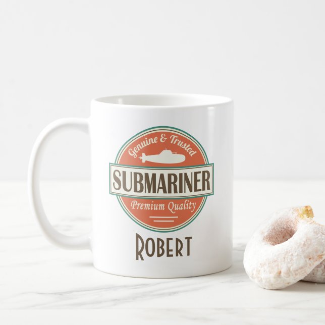 Submariner Funny Submarine Crew Geschenk Kaffeetasse (Mit Donut)