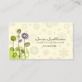 Substituer enseignant Carte de visite Doodle Flowe
