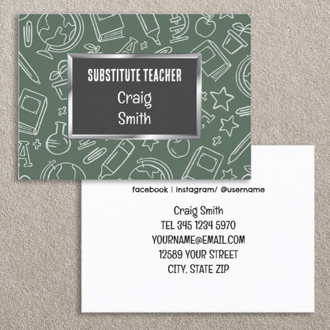 Substitute Teacher Visitenkarte (Substitute Teacher Cards)