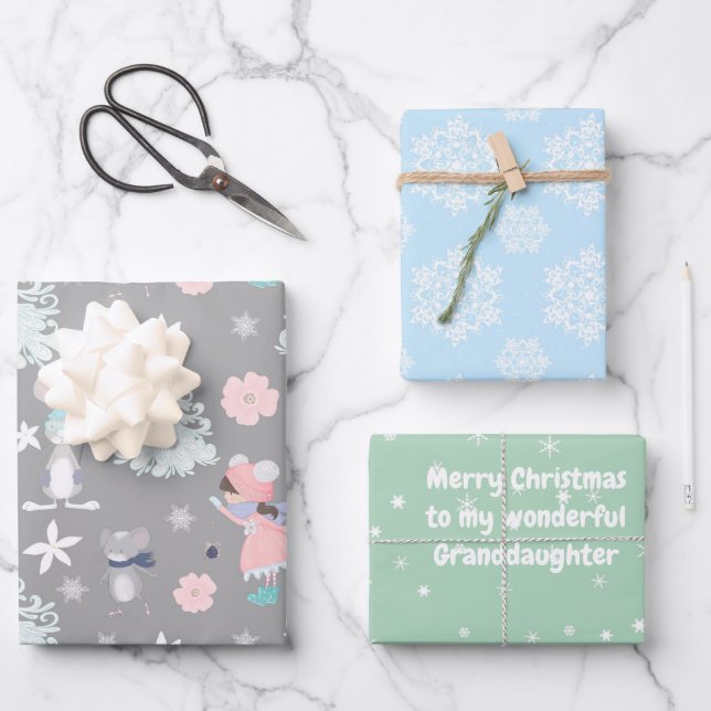 Subtel 🎄 Pastel Weihnachtsmuster, Sondertext Geschenkpapier Set (Vorderseite)