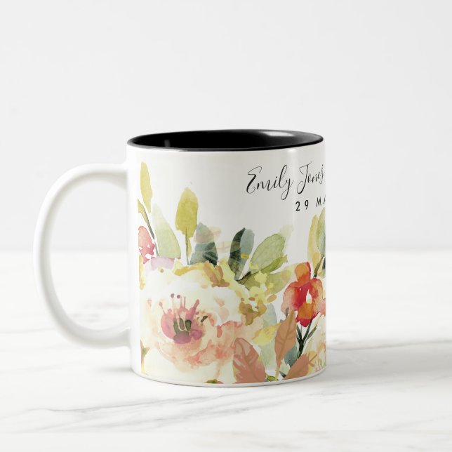 SUBTENT PEACH WASSERFARBE SAVE THE DATE GESCHENK ZWEIFARBIGE TASSE (Links)
