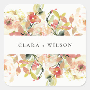 SUBTIL BLUSH PEACH PINK WASSERFARBFLÜSSIGKEIT QUADRATISCHER AUFKLEBER