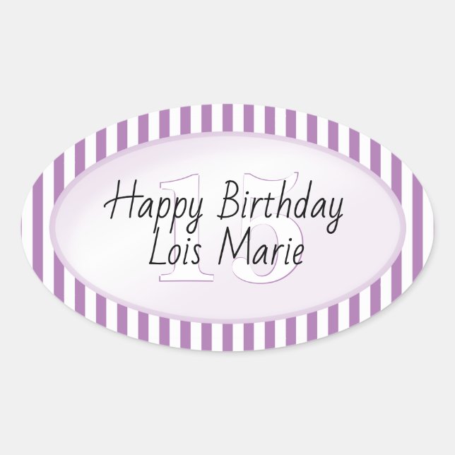 Subtile Age Lavendel/White Simple Stripes Muster Ovaler Aufkleber (Vorderseite)