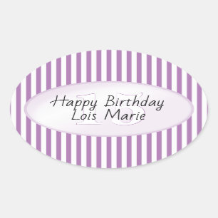 Subtile Age Lavendel/White Simple Stripes Muster Ovaler Aufkleber