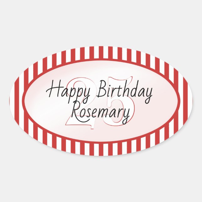 Subtile Age Red/White Simple Stripes Muster Ovaler Aufkleber (Vorderseite)