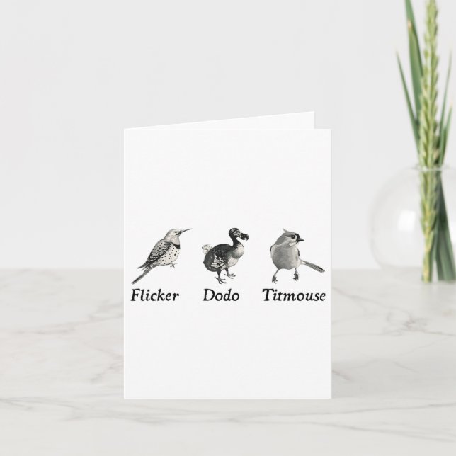 Subtile Animal, Flicker Dodo Titmouse Karte (Vorderseite)