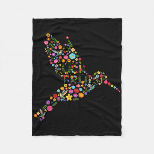 Subtile Anti Trump Floral Hummingbird Hidden Messa Fleecedecke
