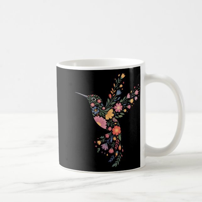 Subtile Anti Trump Floral Hummingbird Hidden Messa Kaffeetasse (Rechts)