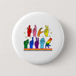 Subtile AntiTrump Asl Sign Language Lgbtq+ Resist Button