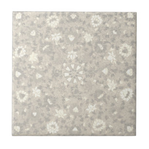 Subtile Beige Vintage chinesische Blume Fliese