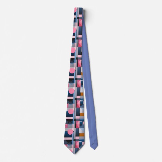 Subtile Blues & Pinks in geometrischer Abstraktion Krawatte (Vorderseite)